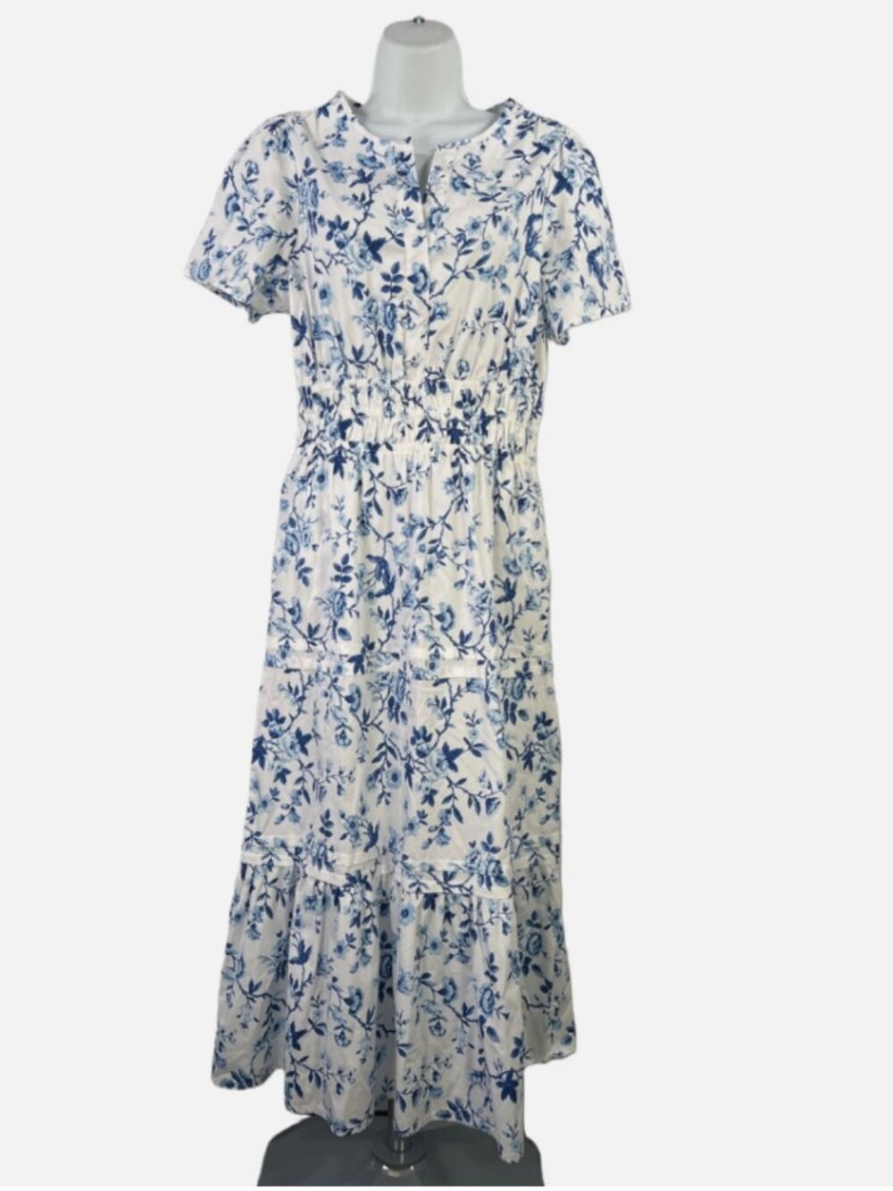 NWT French Connection Women's Dress - White Blue Floral - Size Small